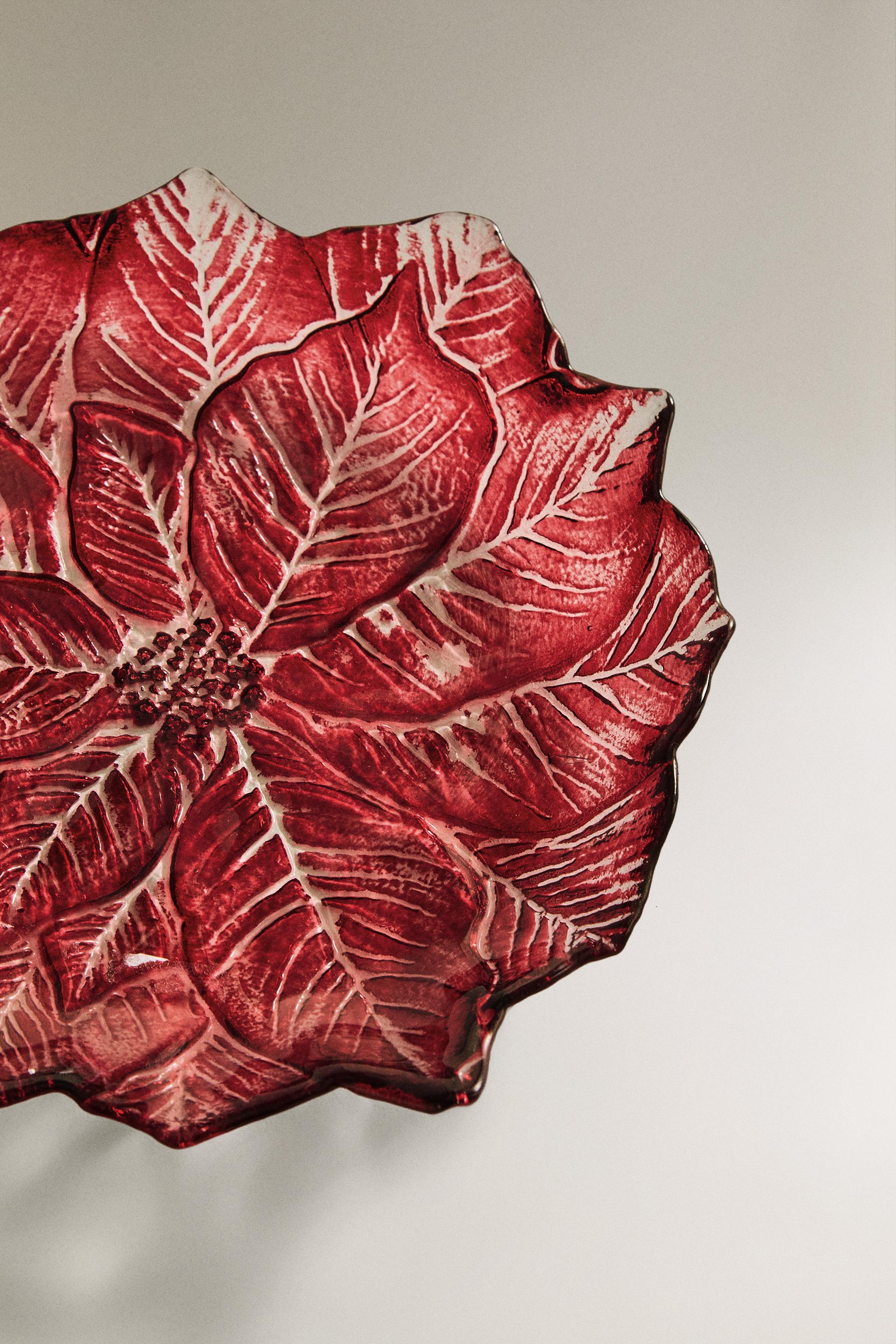 ASSIETTE À DESSERT EN VERRE FLEUR NOËL