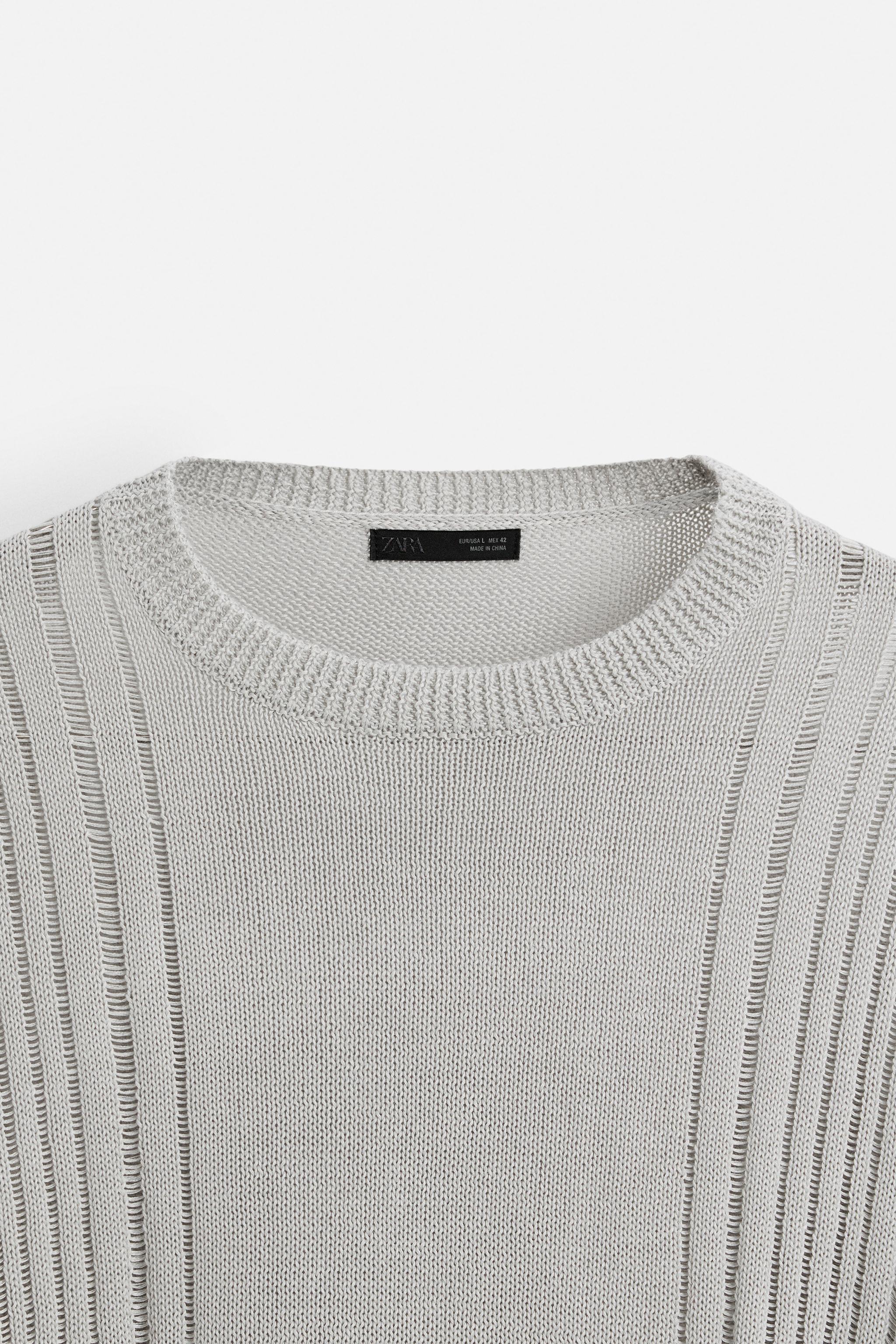 ★ZARA★ OPEN KNIT TEXTURED SWEATER OPEN KNIT TEXTURED SWEATER - Pearl grey | ZARA Spain