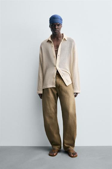 CHEMISE STRUCTURE OUVERTE - Blanc ivoire de Zara