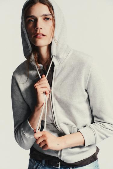 HOODIE - Grey marl by Zara
