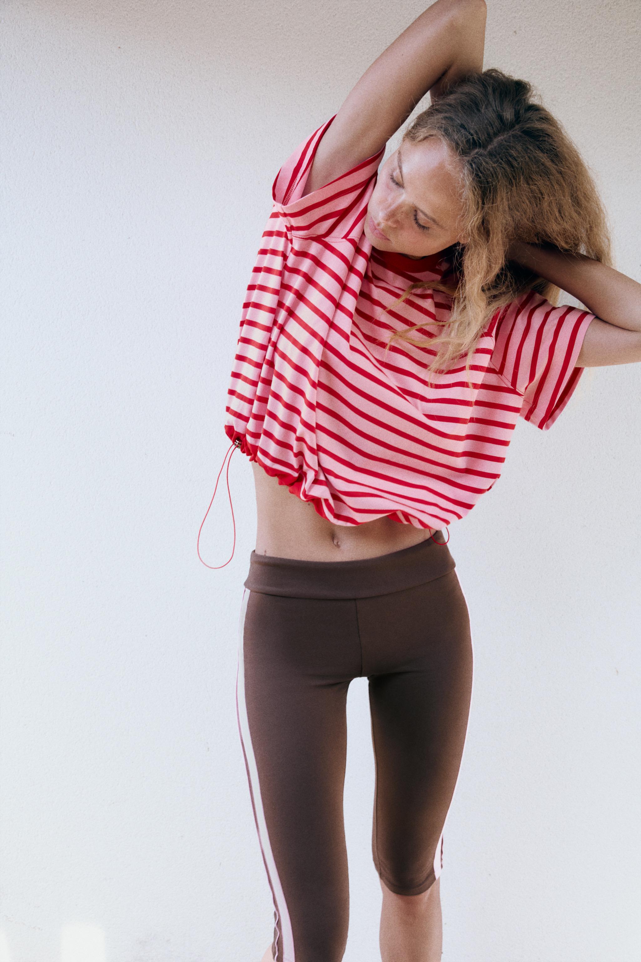 CAPRI LEGGINGS WITH SIDE BANDS — Dark brown