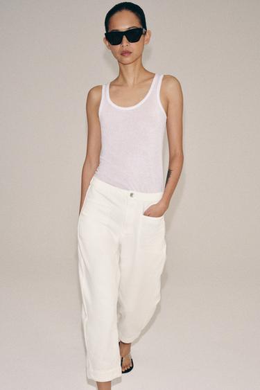 PANTALON DENIM BARREL POCHES ZW COLLECTION - Blanc de Zara - Image 5