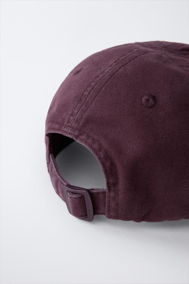 WASHED EFFECT CAP WITH EMBROIDERED TEXT - Burgundy by Zara - Image 2