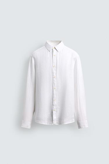 Zara 100% LINEN SHIRT - White