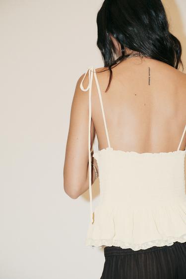 TOP BIMATIÈRE NID D'ABEILLE - Beige de Zara - Image 4