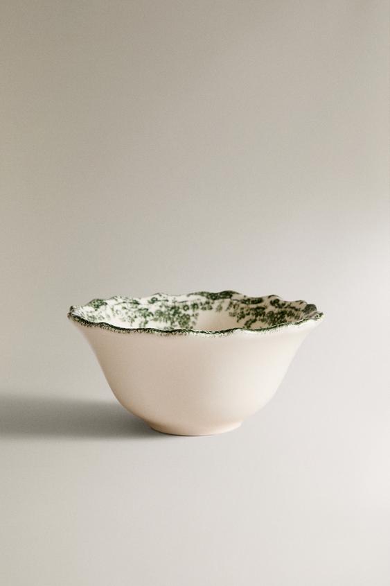 FLORAL EARTHENWARE SNACK BOWL