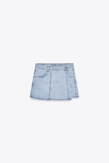 Z1975 WRAP DENIM SKORT - Light blue by Zara