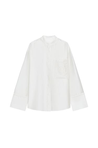 CHEMISE POCHE BRODÉE ZW COLLECTION - Blanc de Zara