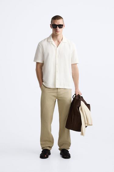 CHEMISE COTON - LIN - Beige clair de Zara - Image 0