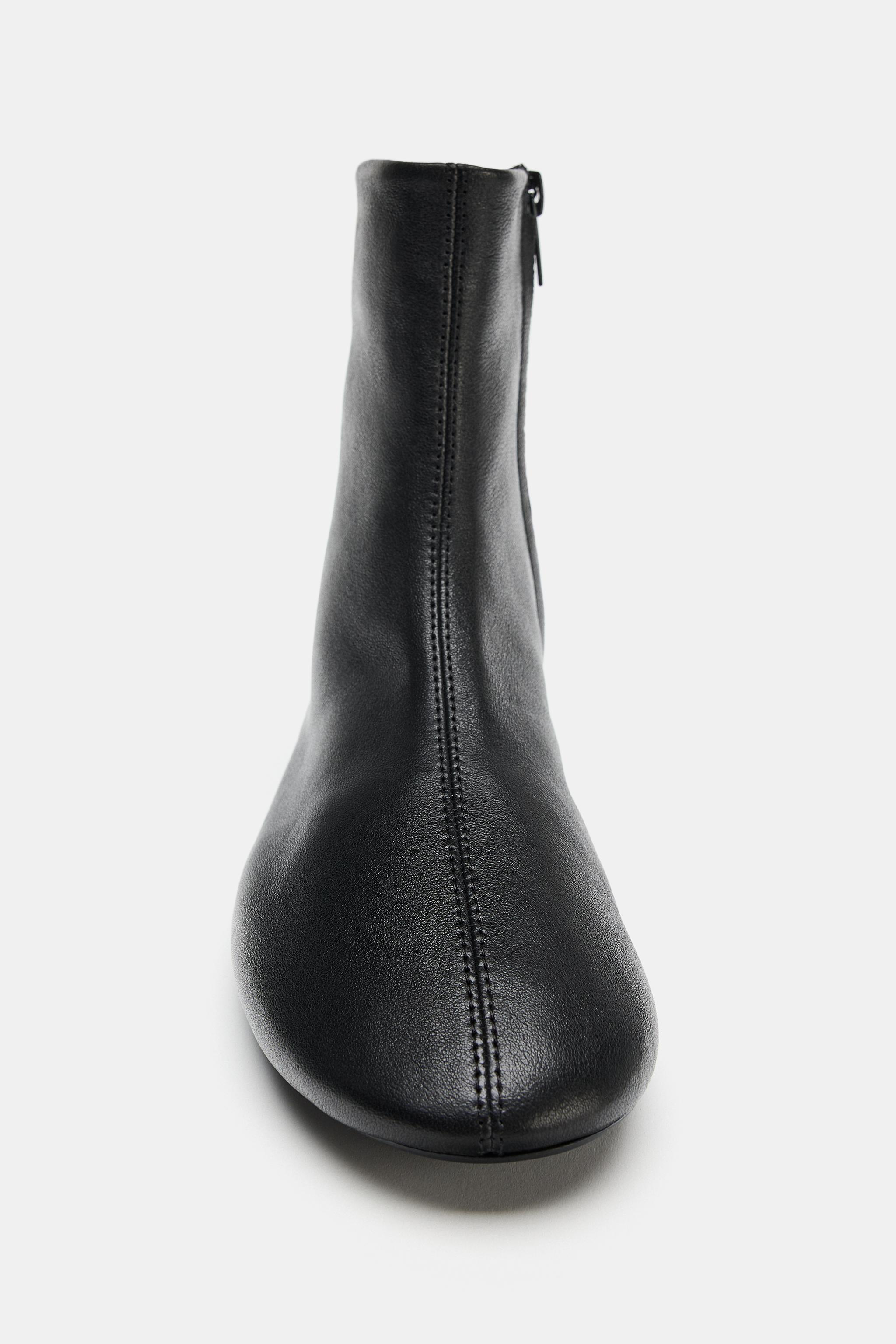 SOFT LEATHER FLAT ANKLE BOOTS