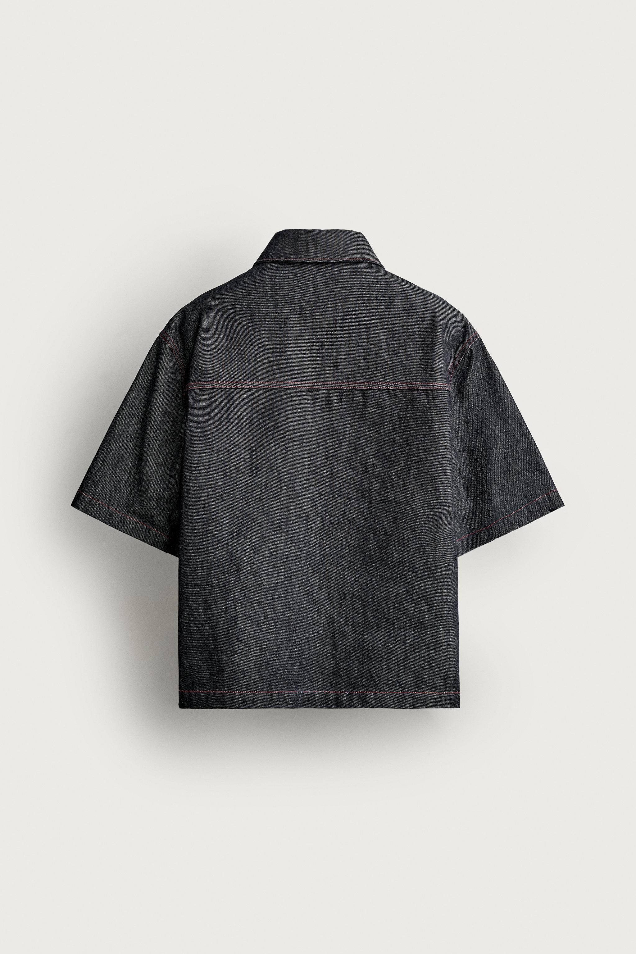 CONTRAST BUTTON DENIM OVERSHIRT