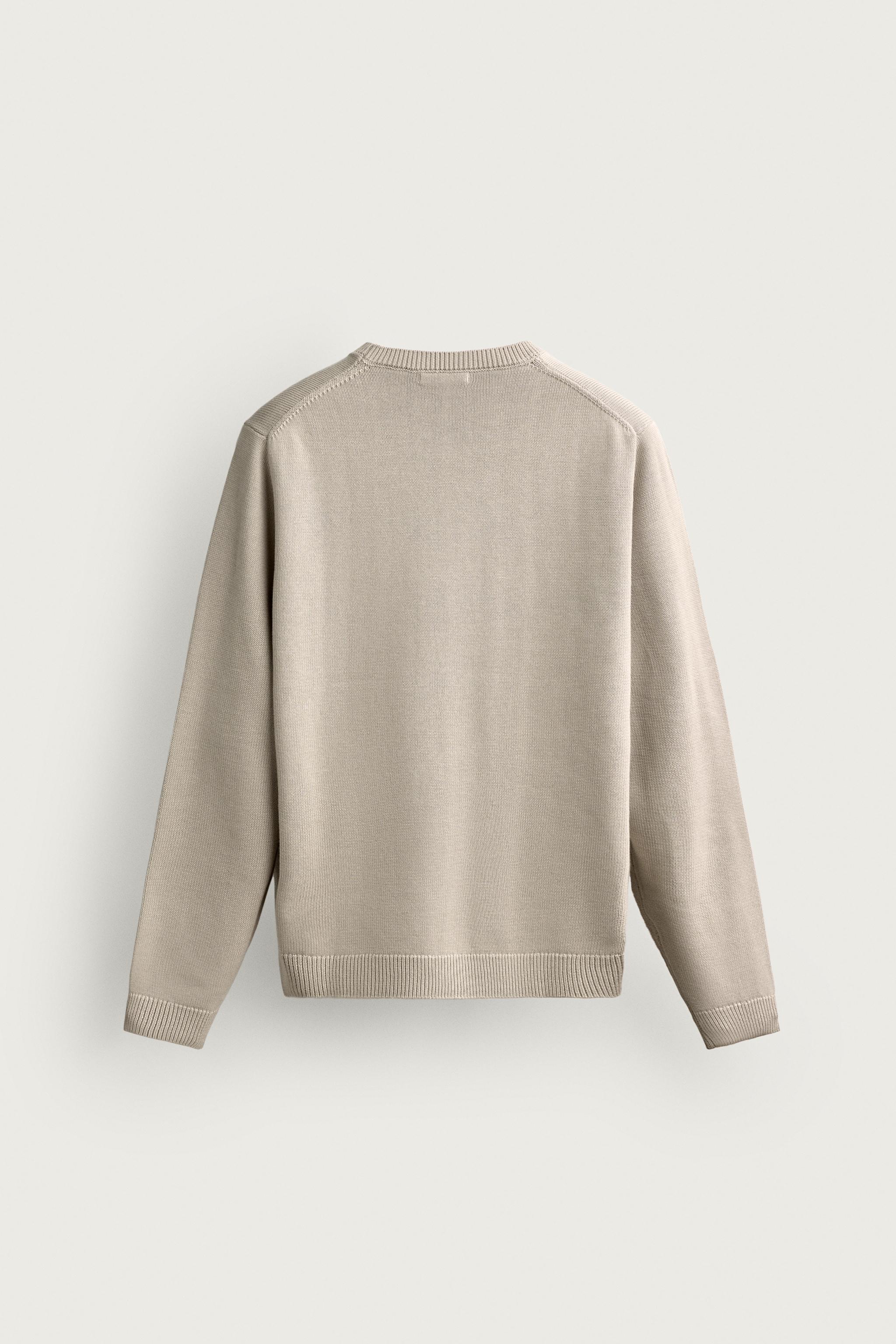 COTTON REGULAR FIT JUMPER — Gray green