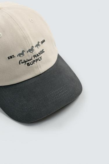 CONTRAST EMBROIDERED CAP - Ecru / Navy by Zara - Image 5