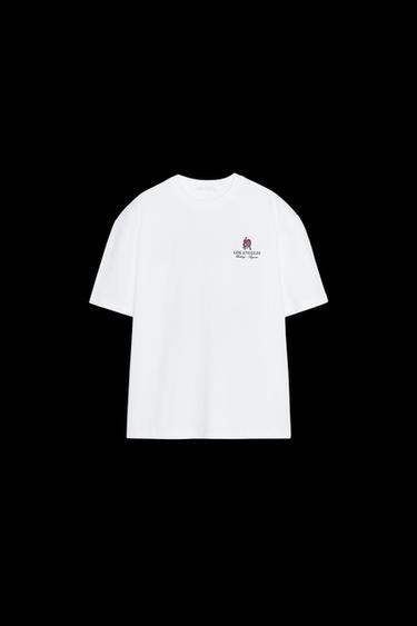 T-SHIRT MIT FARBLICH ABGESETZTEM SCHRIFTZUG - Weiß von Zara - Bild 0