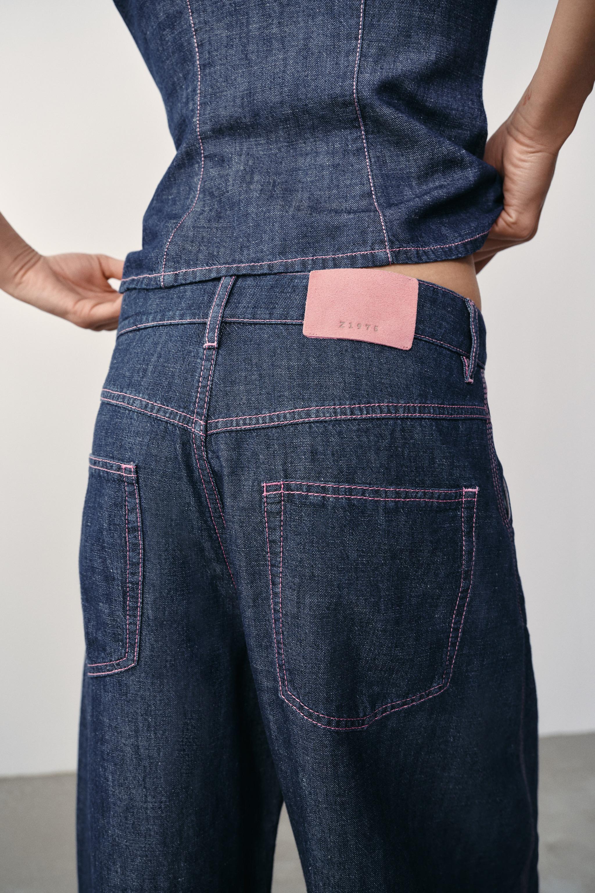 Zara KETEN KARIŞIMLI BARREL PANTOLON görsel 4