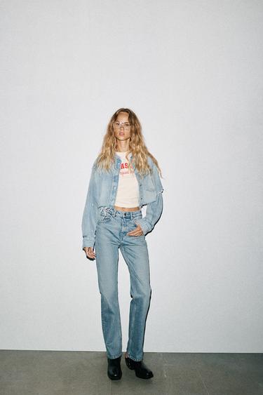 TRF STRAIGHT HIGH-WAIST JEANS - Light blue by Zara - Image 0