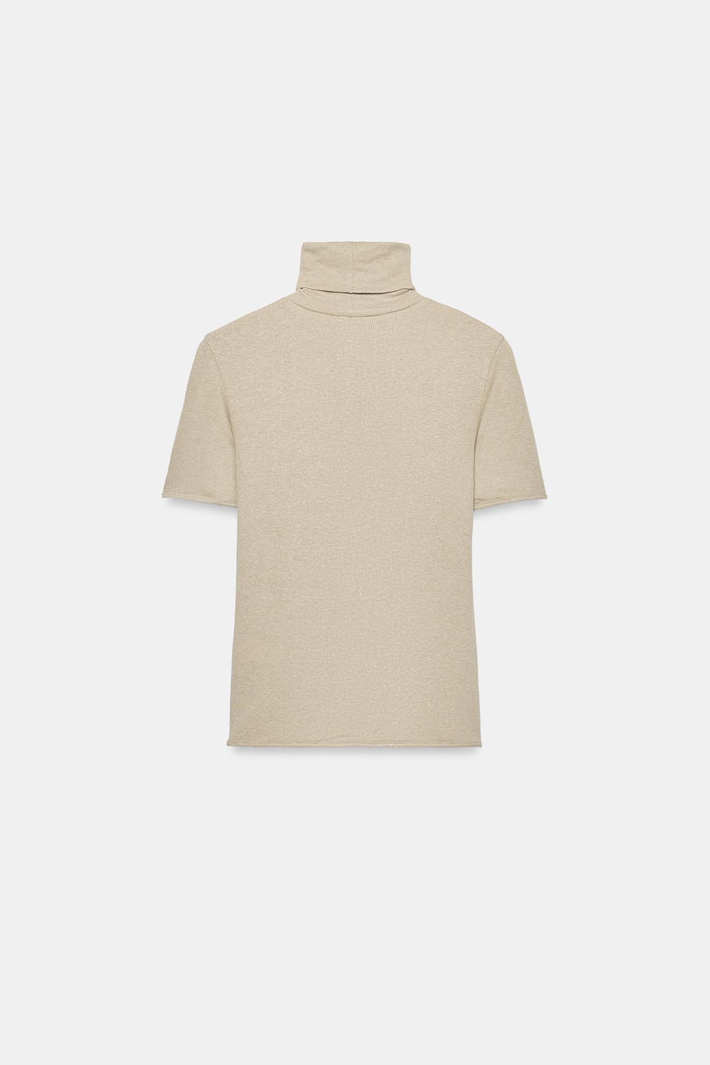 Женская футболка Zara Short Sleeve, цвет: Бежевый — фото 6