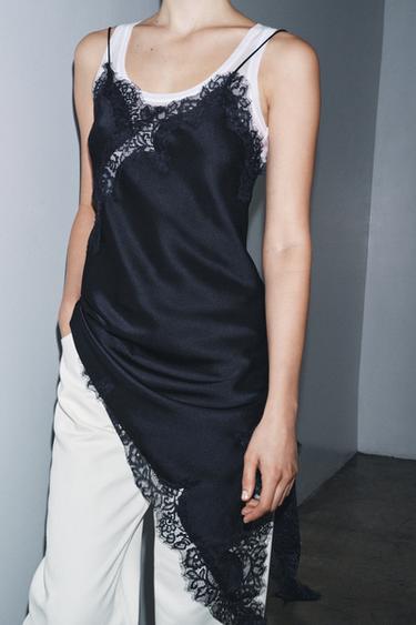 ASYMMETRIC LACE DRESS ZW COLLECTION - Blue by Zara