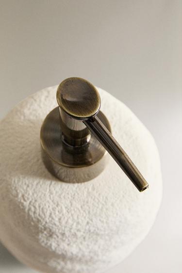 TEXTURED CERAMIC SOAP DISPENSER - Ecru by Zara - Image 1