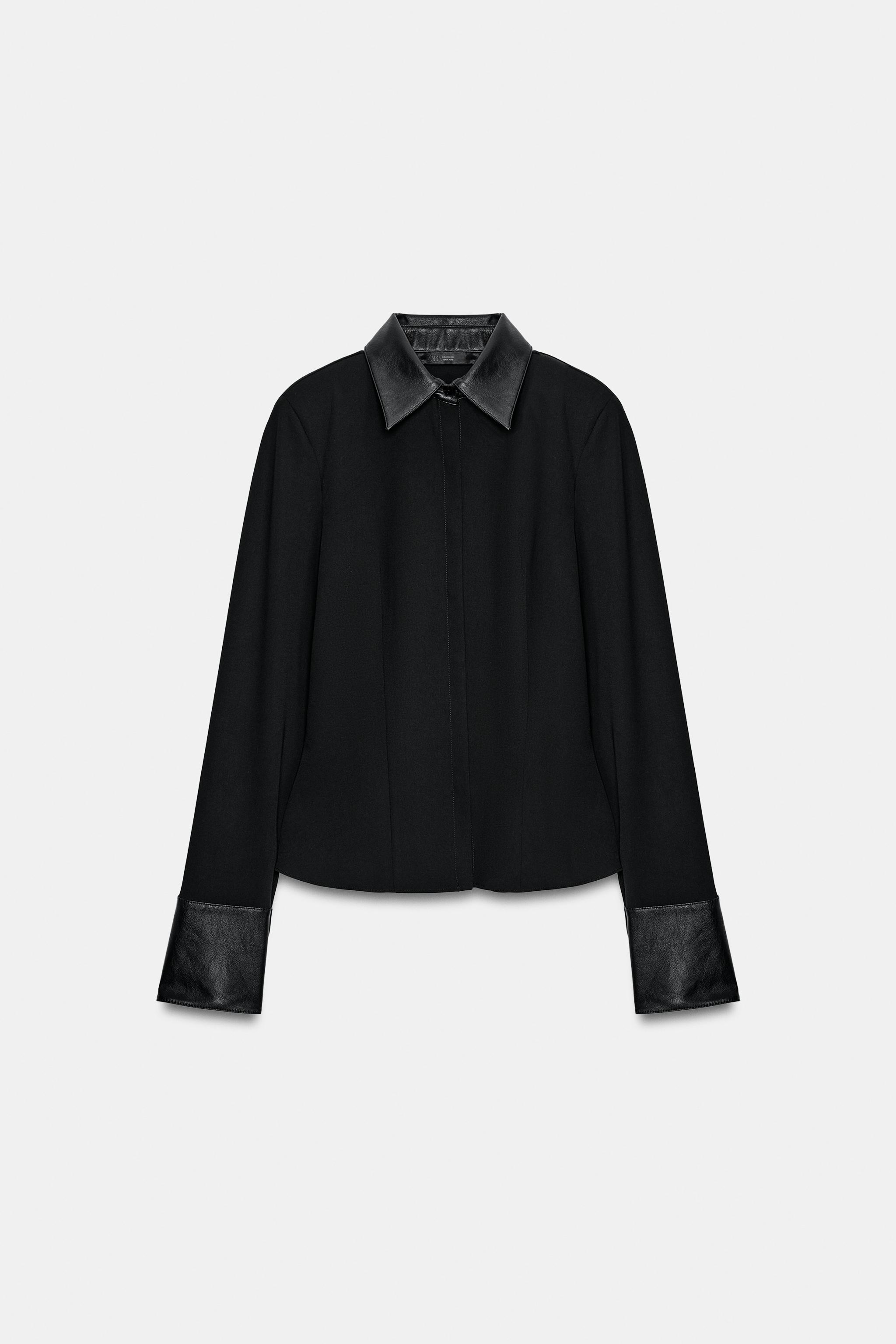 Женские рубашки Zara SHOULDER PAD CONTRAST SHIRT — фото 8