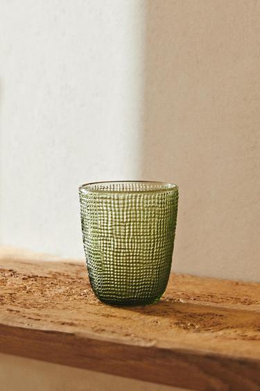 RAISED DESIGN GLASS TUMBLER - Green by Zara - Image 5