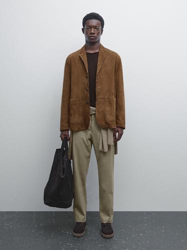 Zara Cotton blend cigarette fit trousers - Green