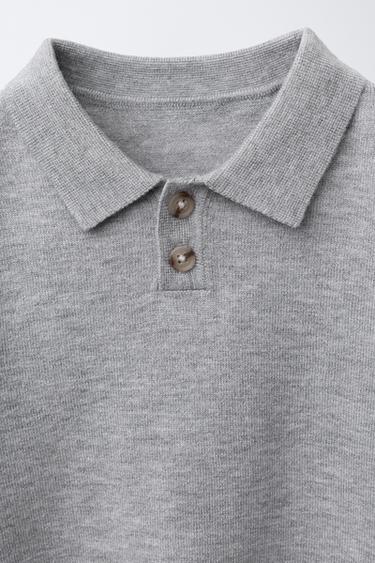 KNITTED POLO SWEATER - Grey marl by Zara - Image 2