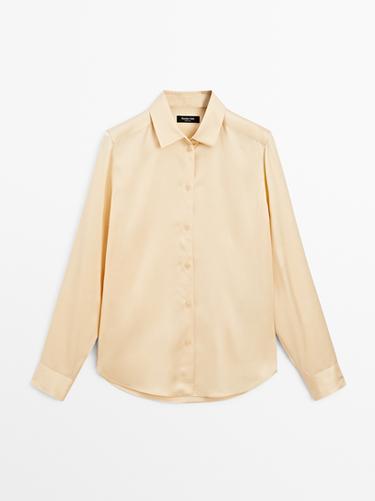 Zara Flowing satin shirt - Biscuit