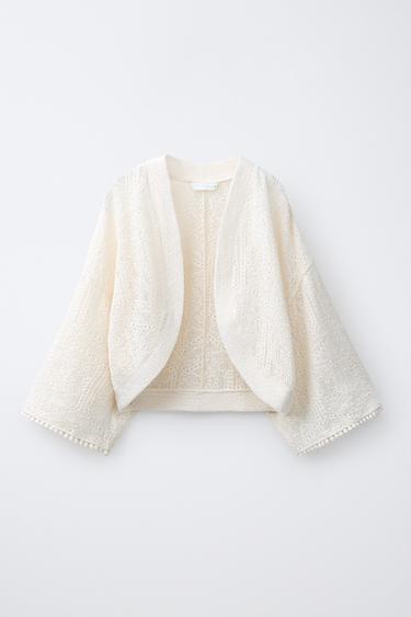 KAFTÁN CORTO PUNTO CALADO - Crudo de Zara - Imagen 0