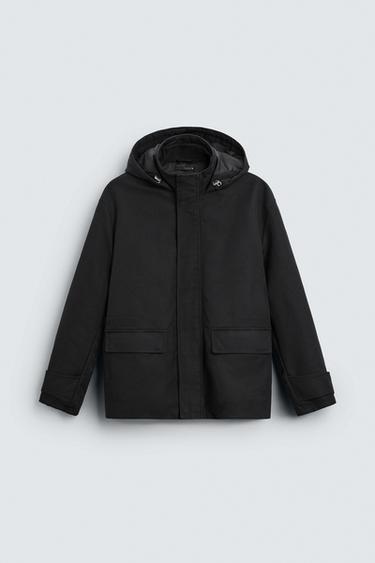 PARKA ACOLCHOADA COM CAPUZ - Preto da Zara