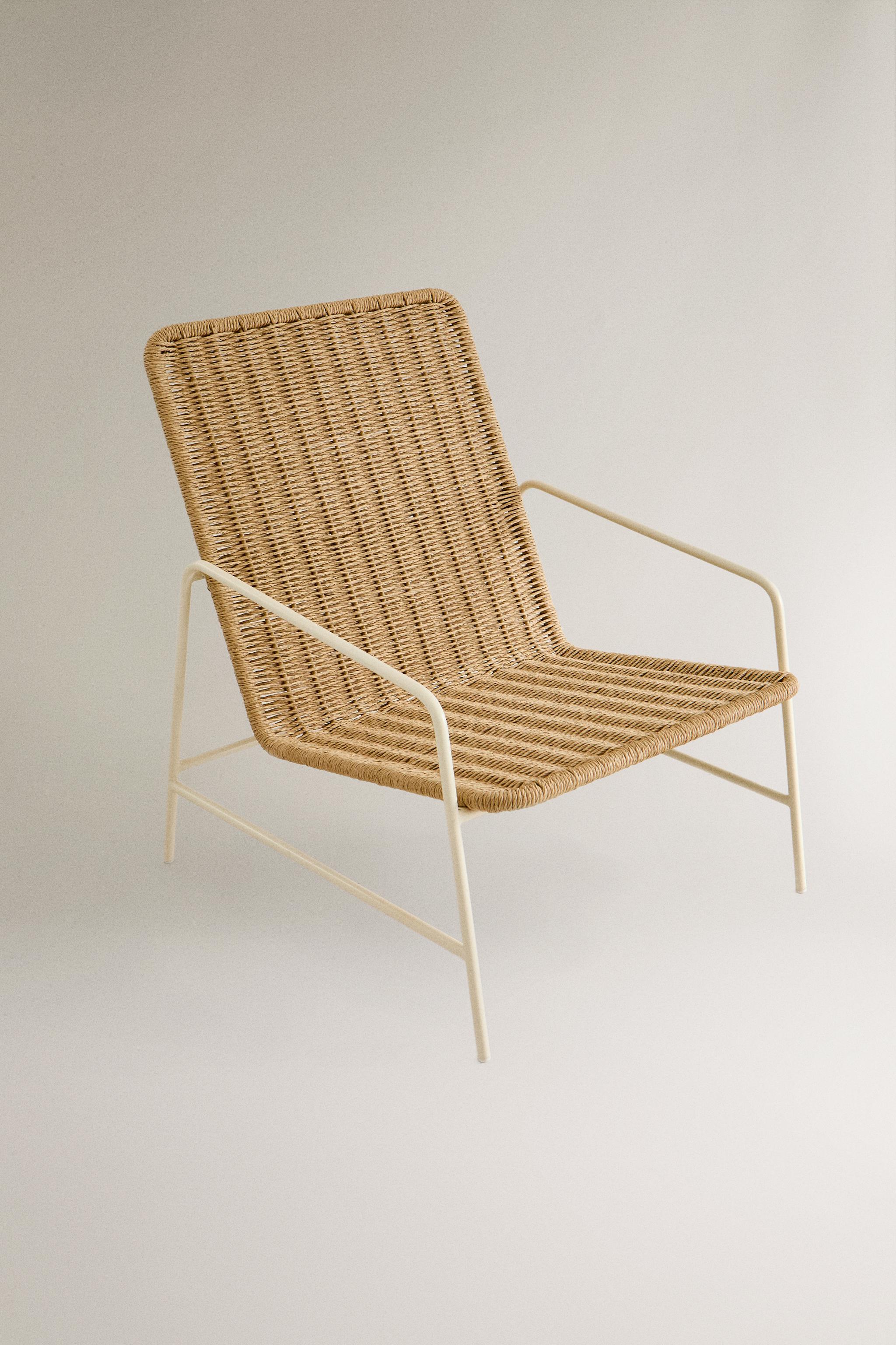 WOVEN OUTDOOR CHAIR WITH METAL FRAME - Brown / White | ZARA United