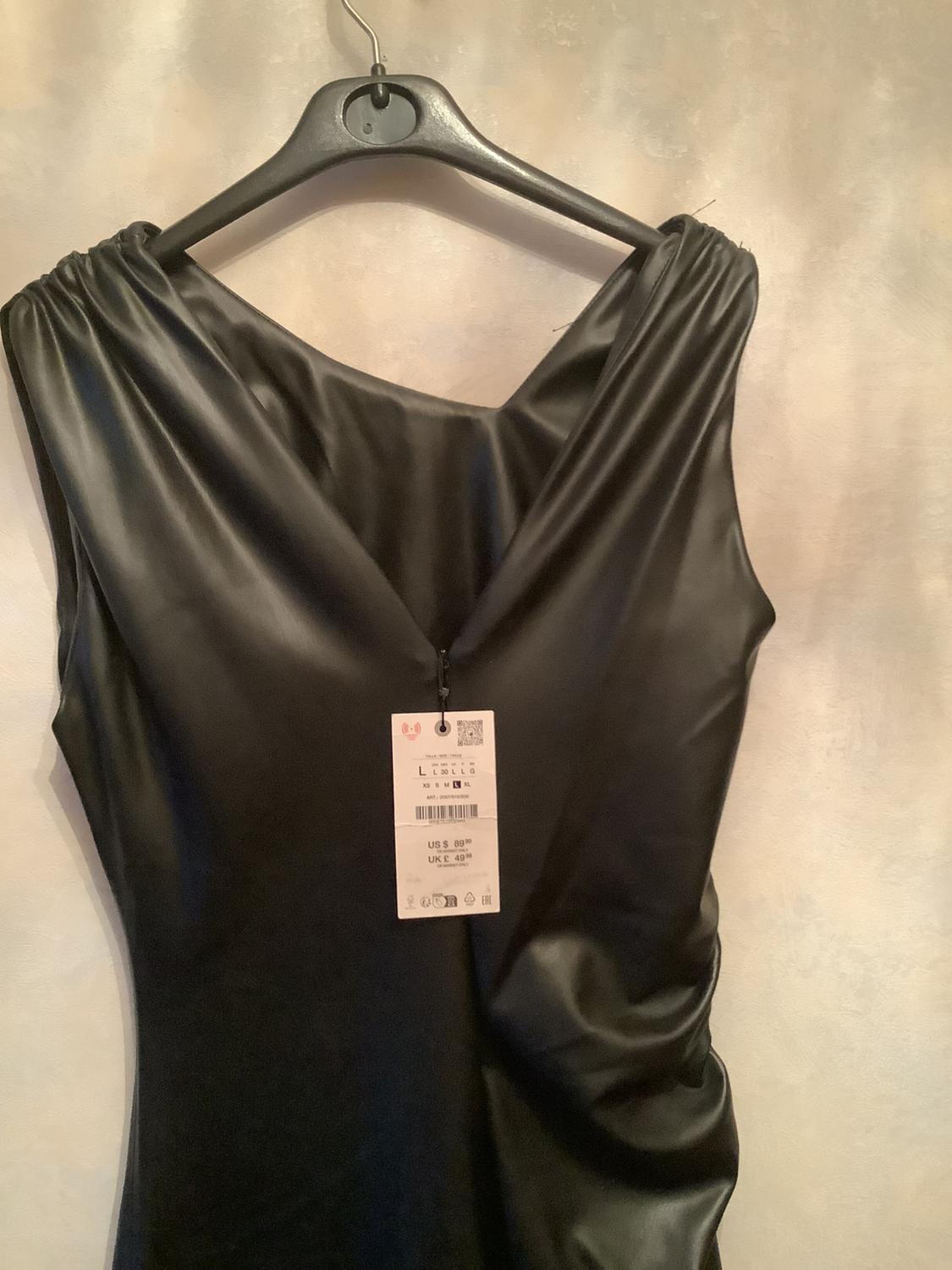 ZW COLLECTION DRAPED LEATHER-EFFECT DRESS - Image 3