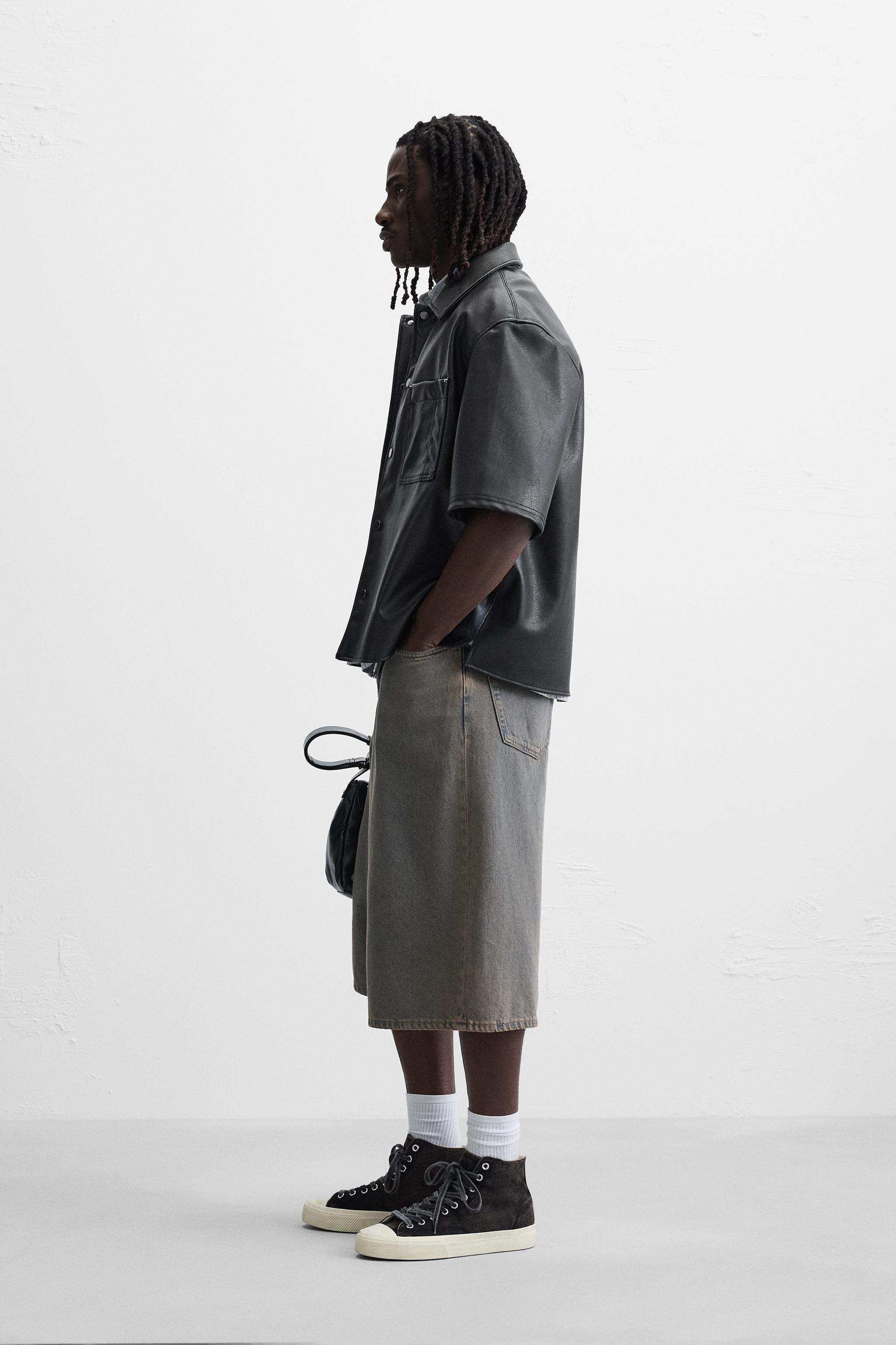 FAUX LEATHER OVERSHIRT