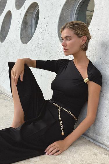 TOP ASYMÉTRIQUE EN POLYAMIDE - Noir de Zara - Image 3