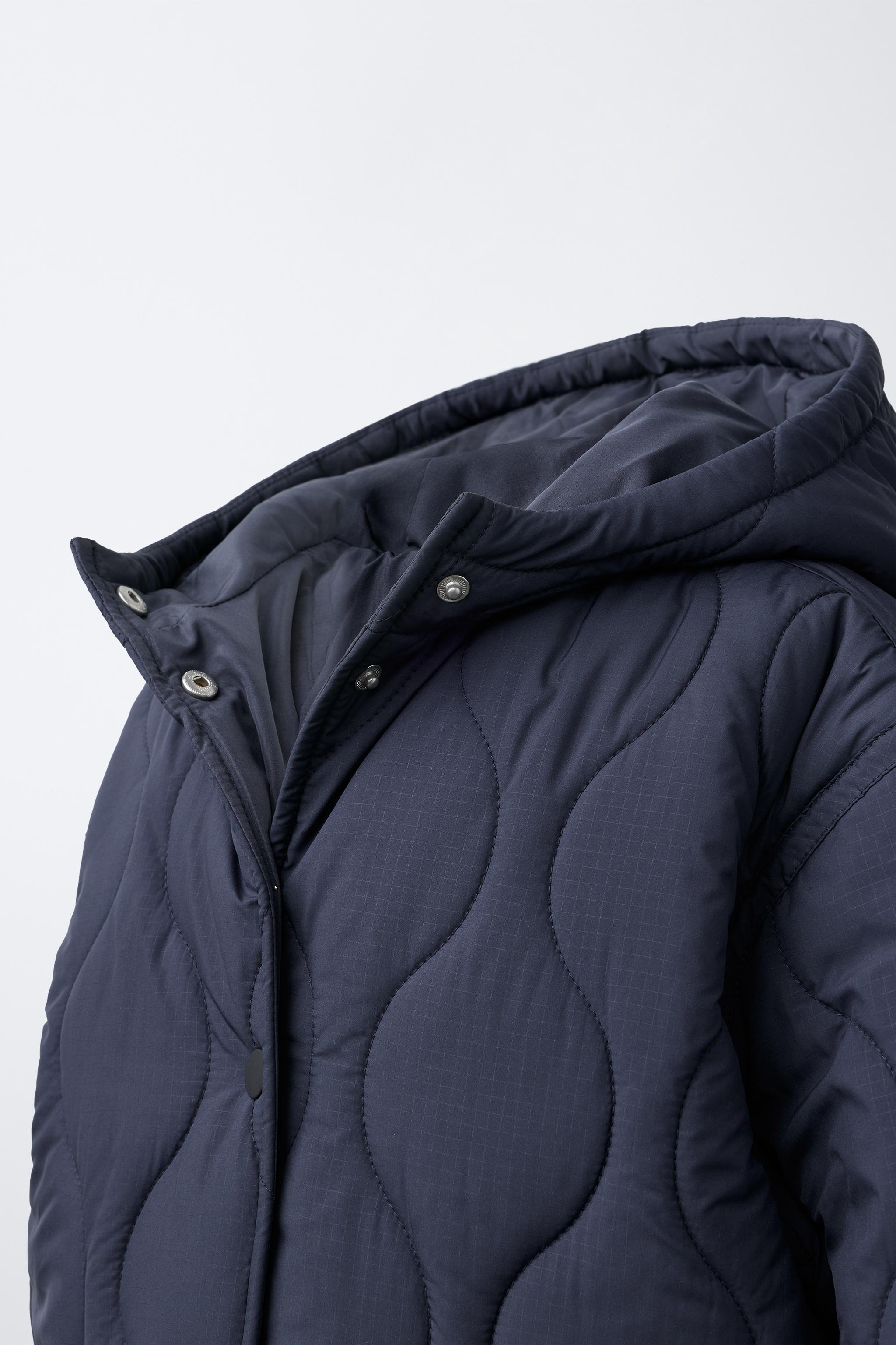 Детские куртки Zara WATER-REPELLENT HOODED QUILTED JACKET — фото 3