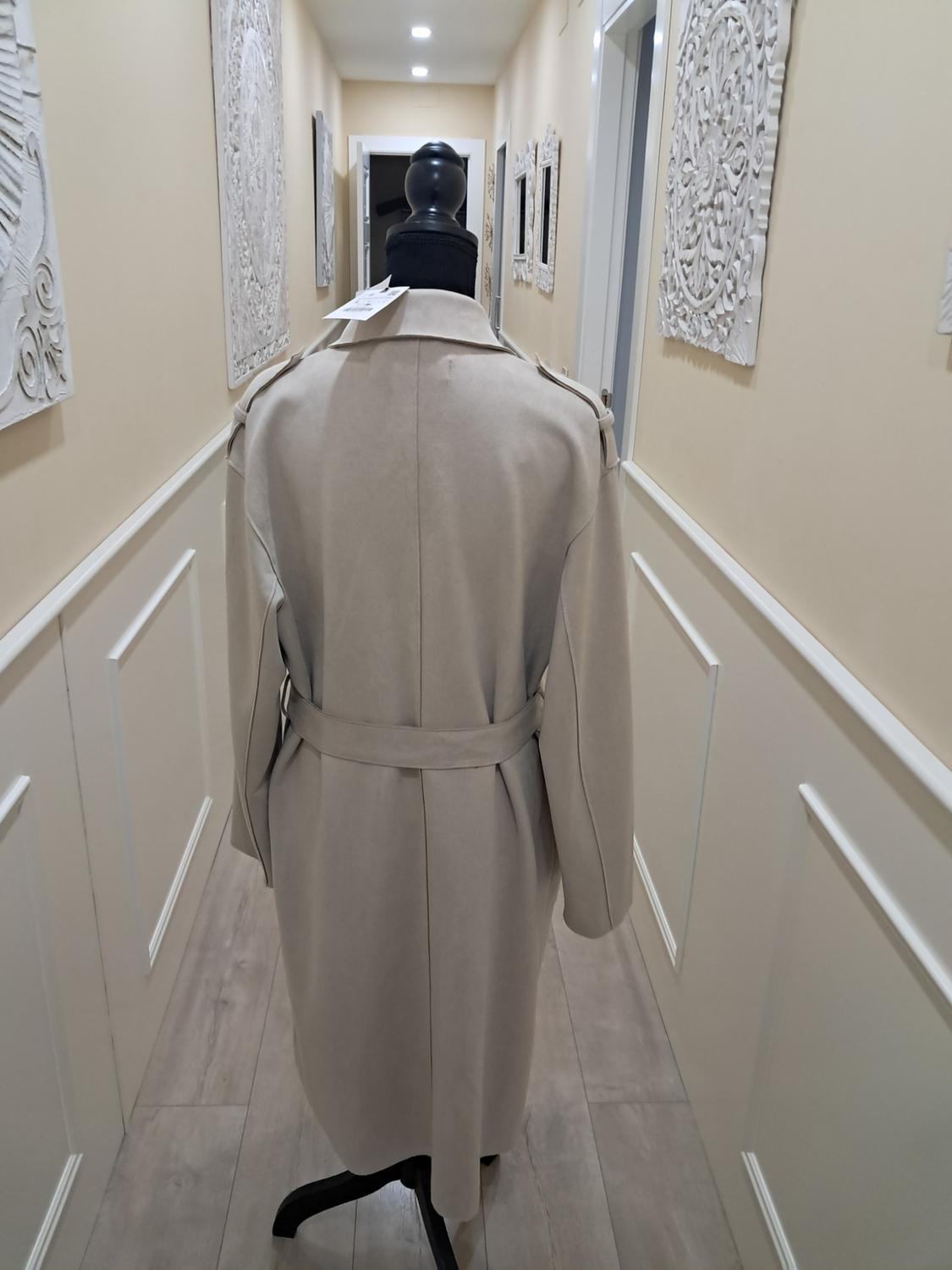 FAUX SUEDE TRENCH COAT WITH BELT - Image 2
