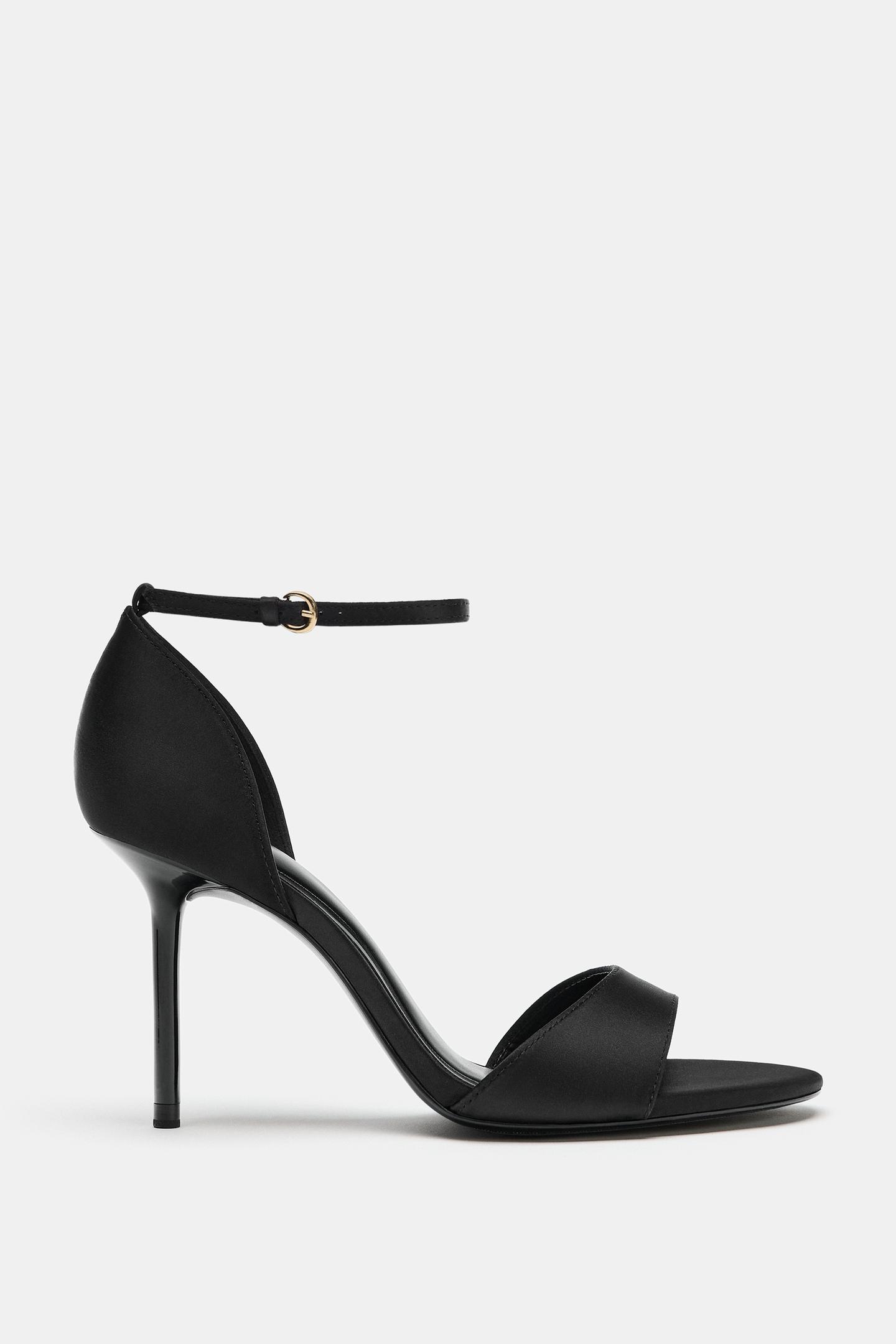 Женские сандалии Zara Satin High Heel, цвет: Чёрный — фото 3