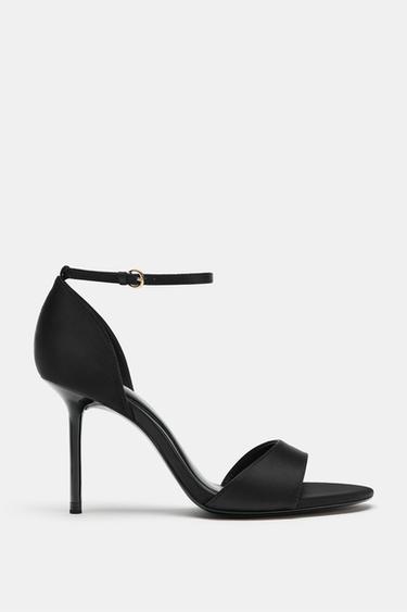 SATIN HIGH HEEL SANDALS — Black 2