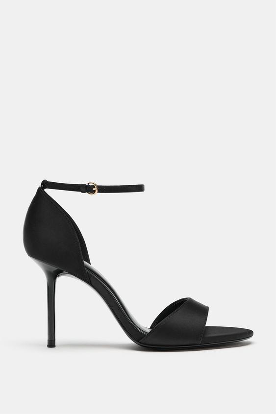 SATIN HEELED SANDALS - Black by Zara - Image 0