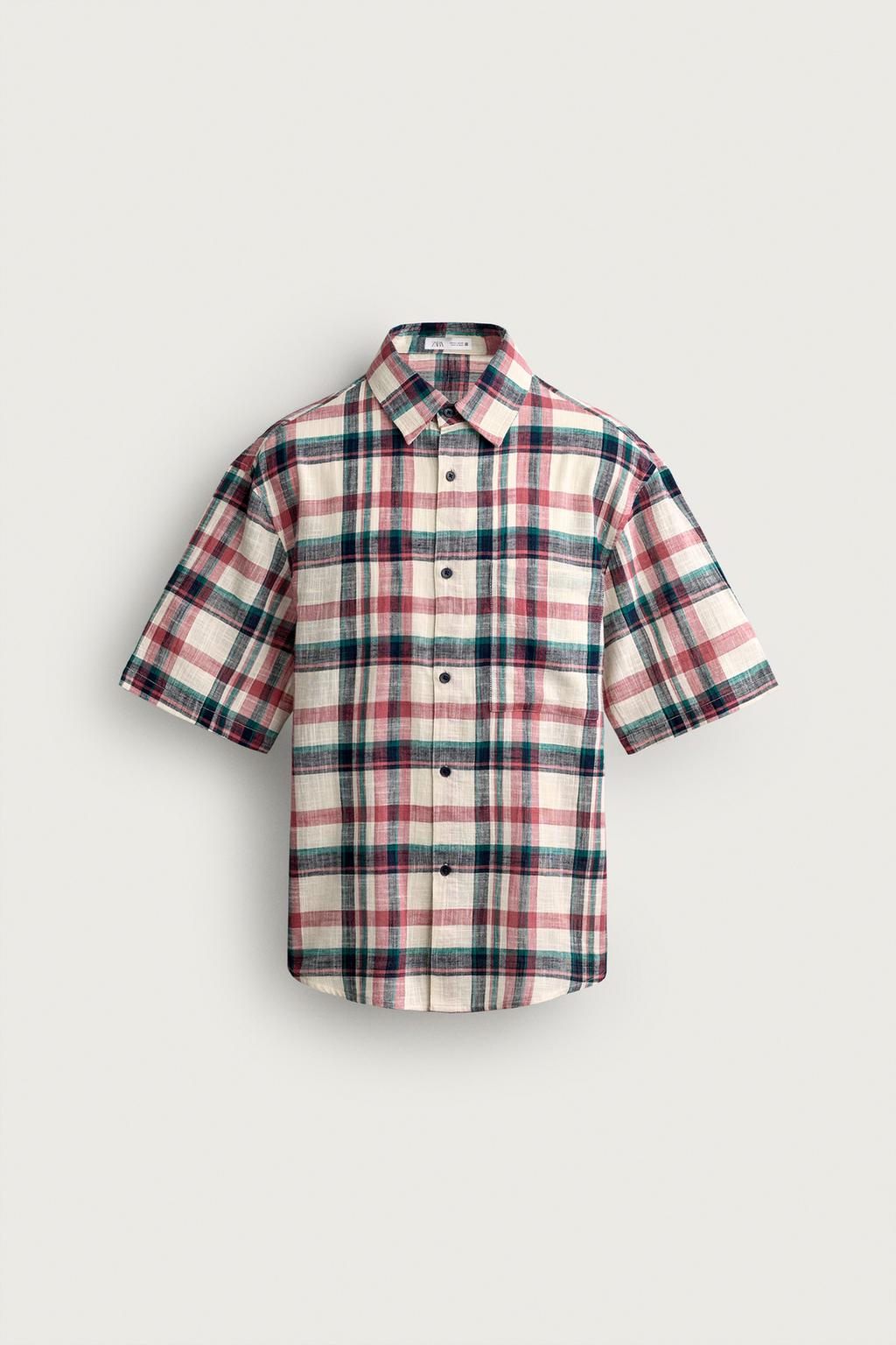 Relaxed Fit Textured Plaid Shirt — Men's