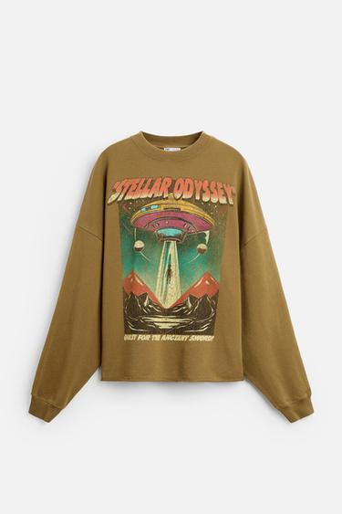 CONTRAST PRINTED SWEATSHIRT - Dark brown by Zara
