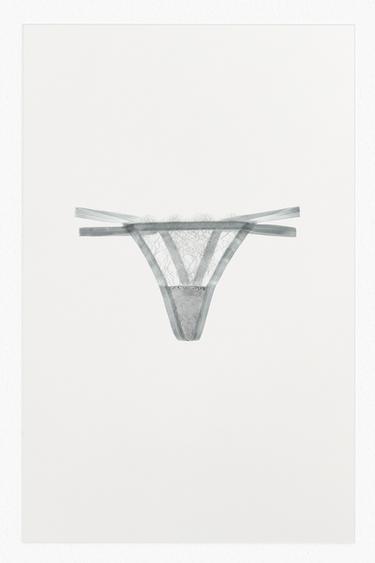 CALCINHA COMBINADA DE RENDA - Azul / Cinza da Zara