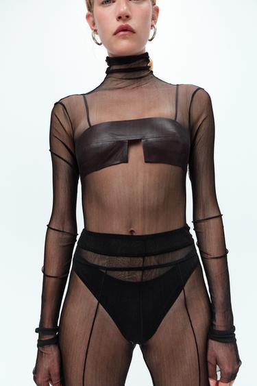 БОДИ ИЗ 100% ШЕЛКА С ДЛИННЫМИ РУКАВАМИ — ЧЕРНЫЙ от Zara — изображение 0
