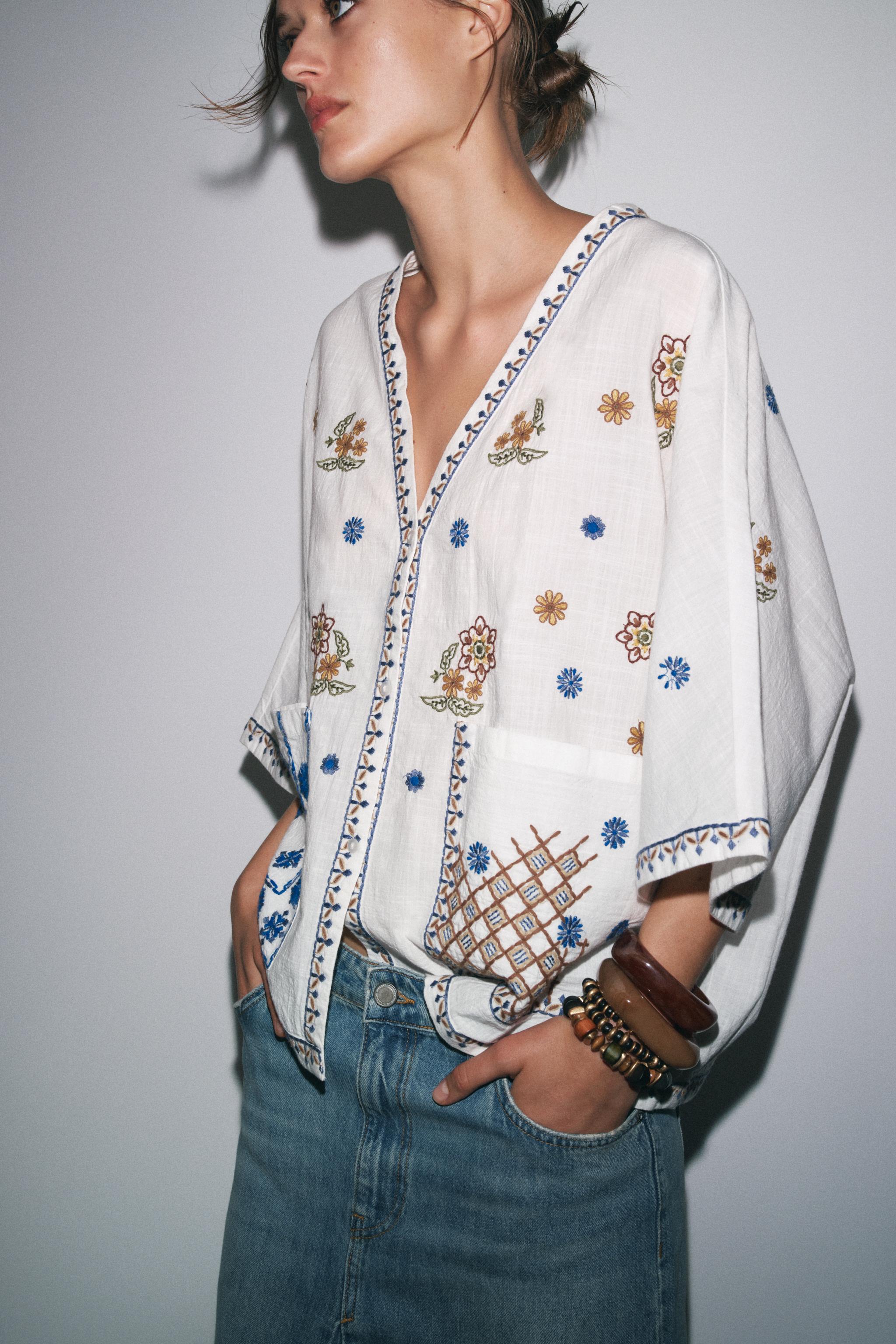 ZW COLLECTION FLORAL EMBROIDERED BLOUSE - Multicolored