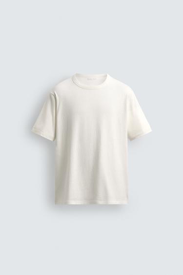 Zara RELAXED FIT LINEN BLEND T-SHIRT - 177