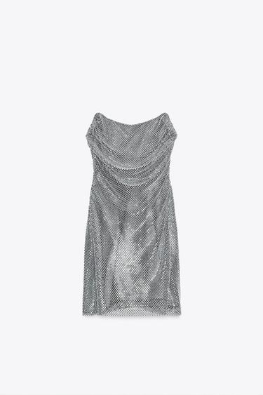 ROBE COURTE STRASS - Argent de Zara - Image 5