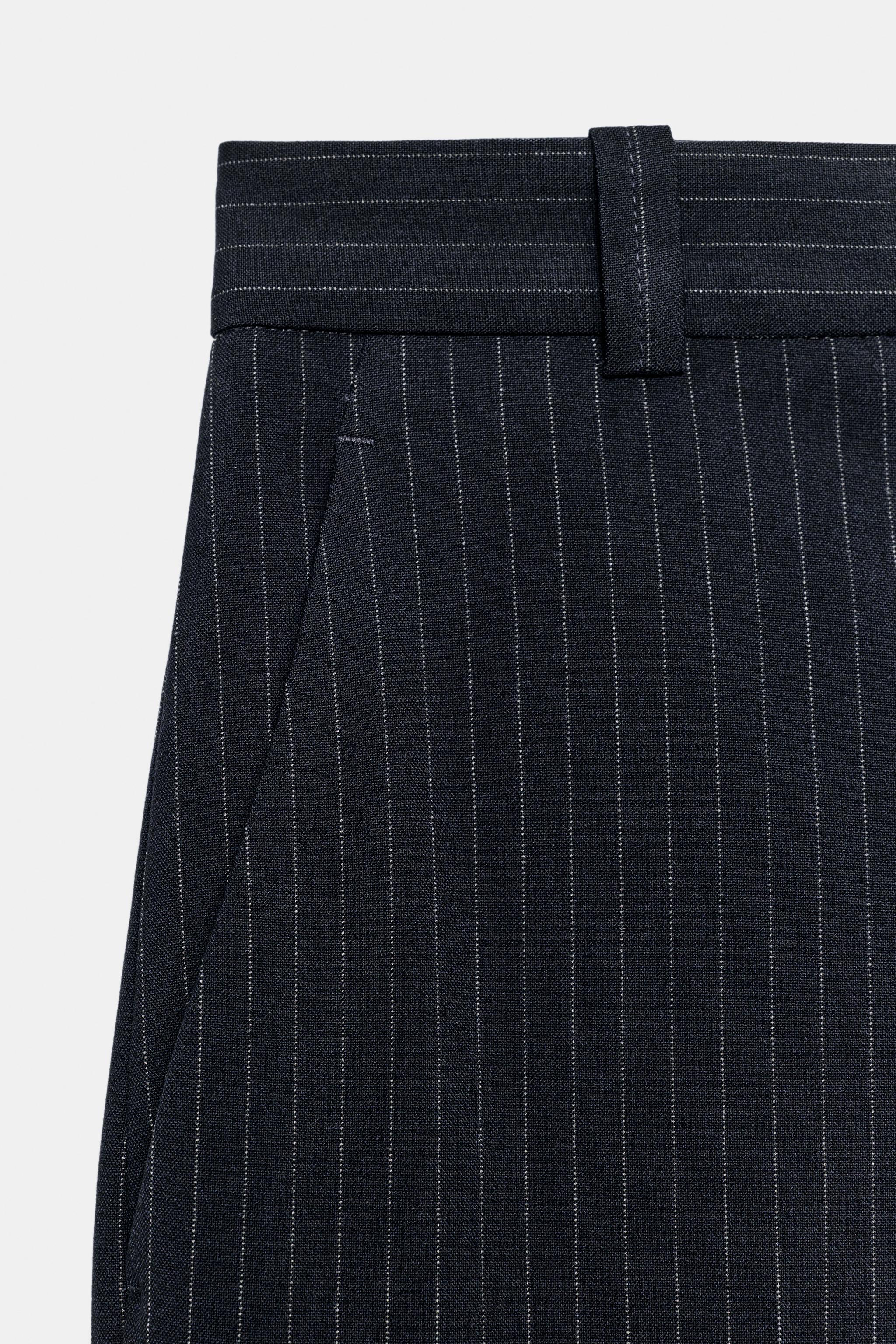 Zara ZW COLLECTION YÜKSEK BEL İNCE ÇİZGİLİ PANTOLON görsel 8