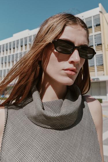 ASYMMETRIC HOUNDSTOOTH HEM LACE TOP - Black / Ecru by Zara - Image 5