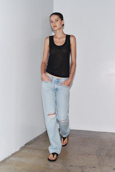 ZW COLLECTION STRAIGHT MID-WAIST JEANS - Light blue by Zara - Image 0