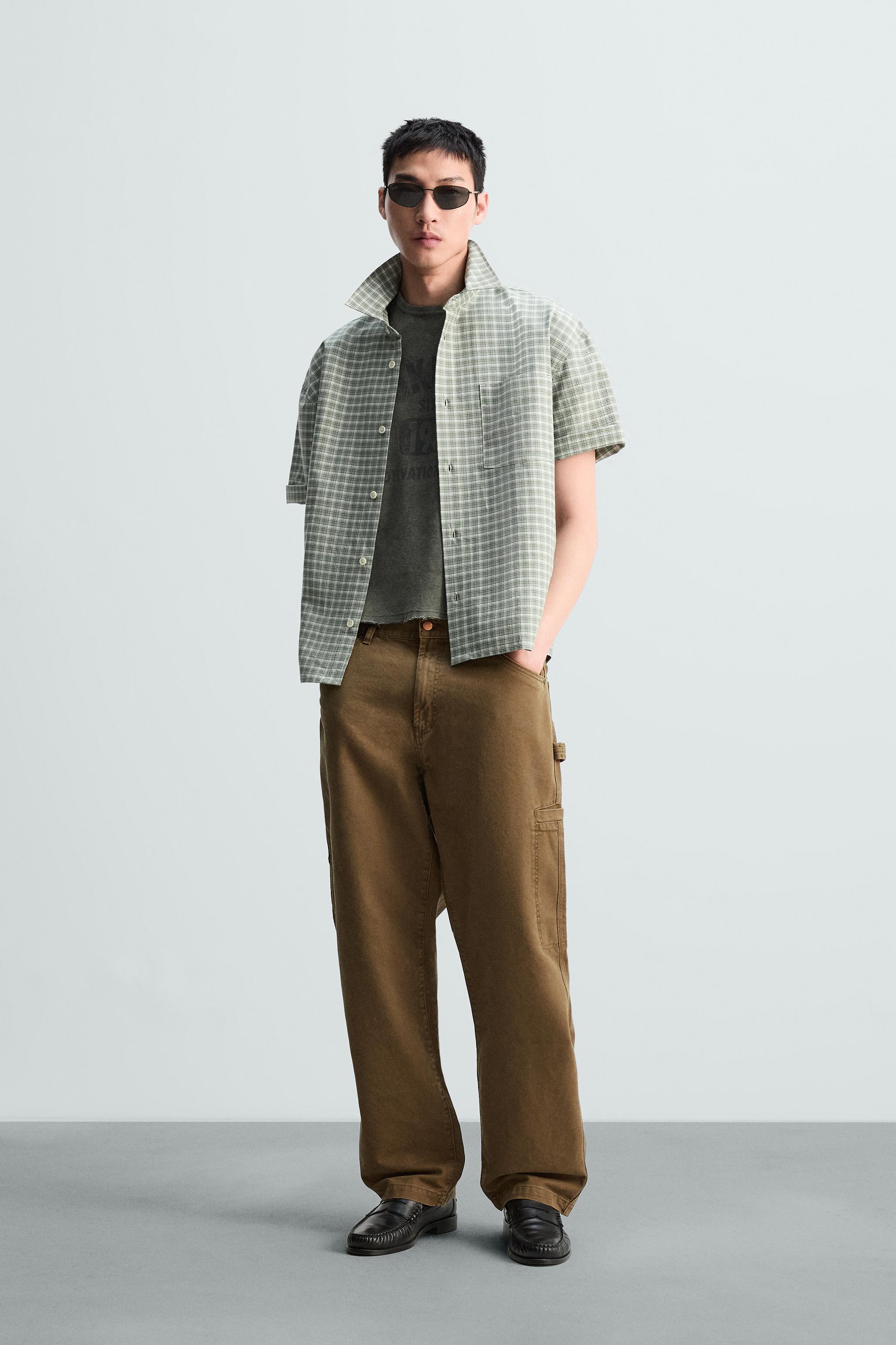 おうむ CAMISA ESTRUTURA OXFORD - Verde-cinza | ZARA Brasil